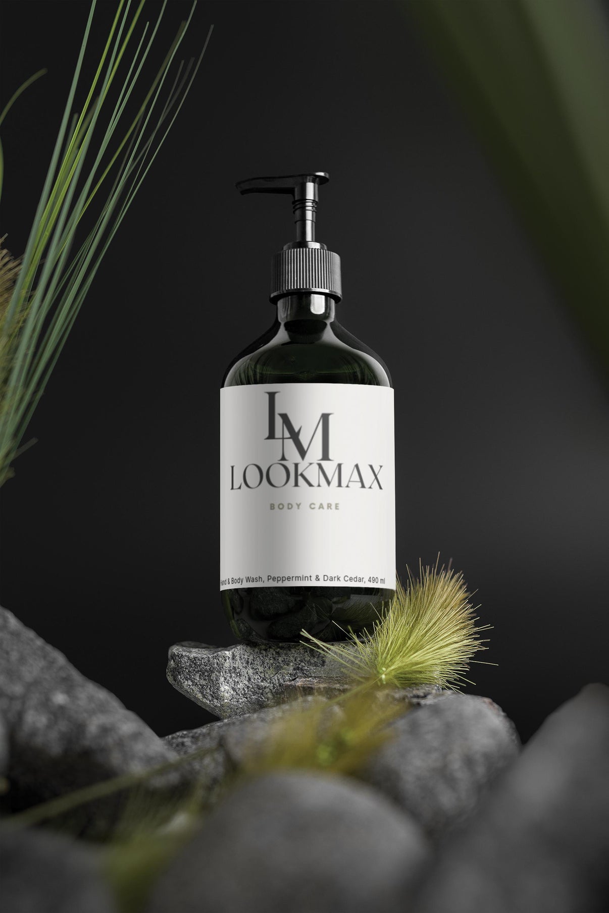 Hand & Body Wash, Peppermint & Dark Cedar, 490 ml (Green Bottle) - LOOKMAX 